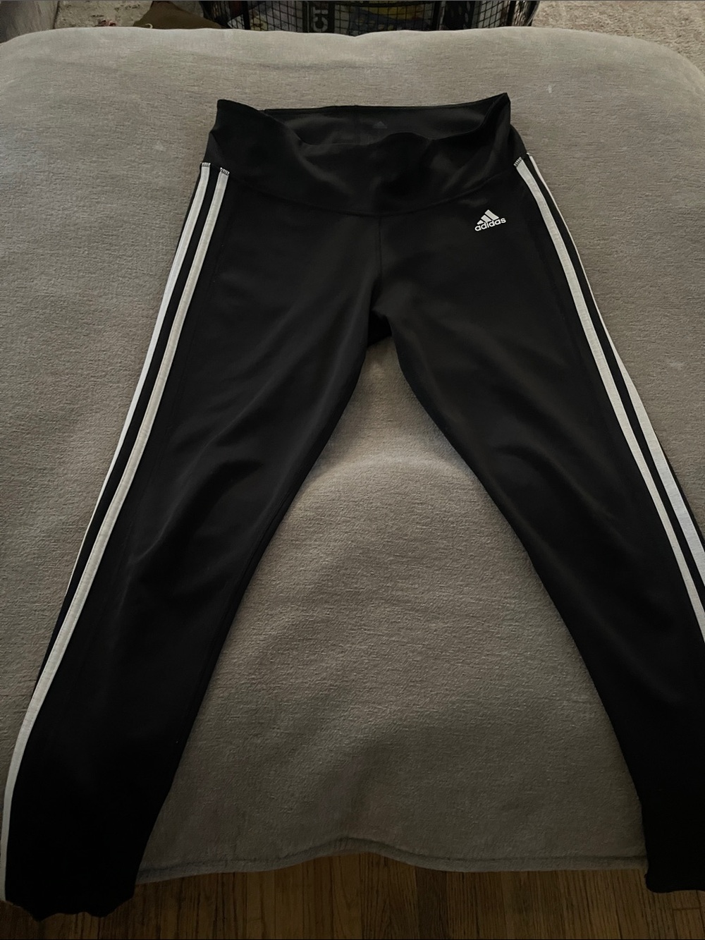 adidas Black Leggings with White Side Stripes - Kids